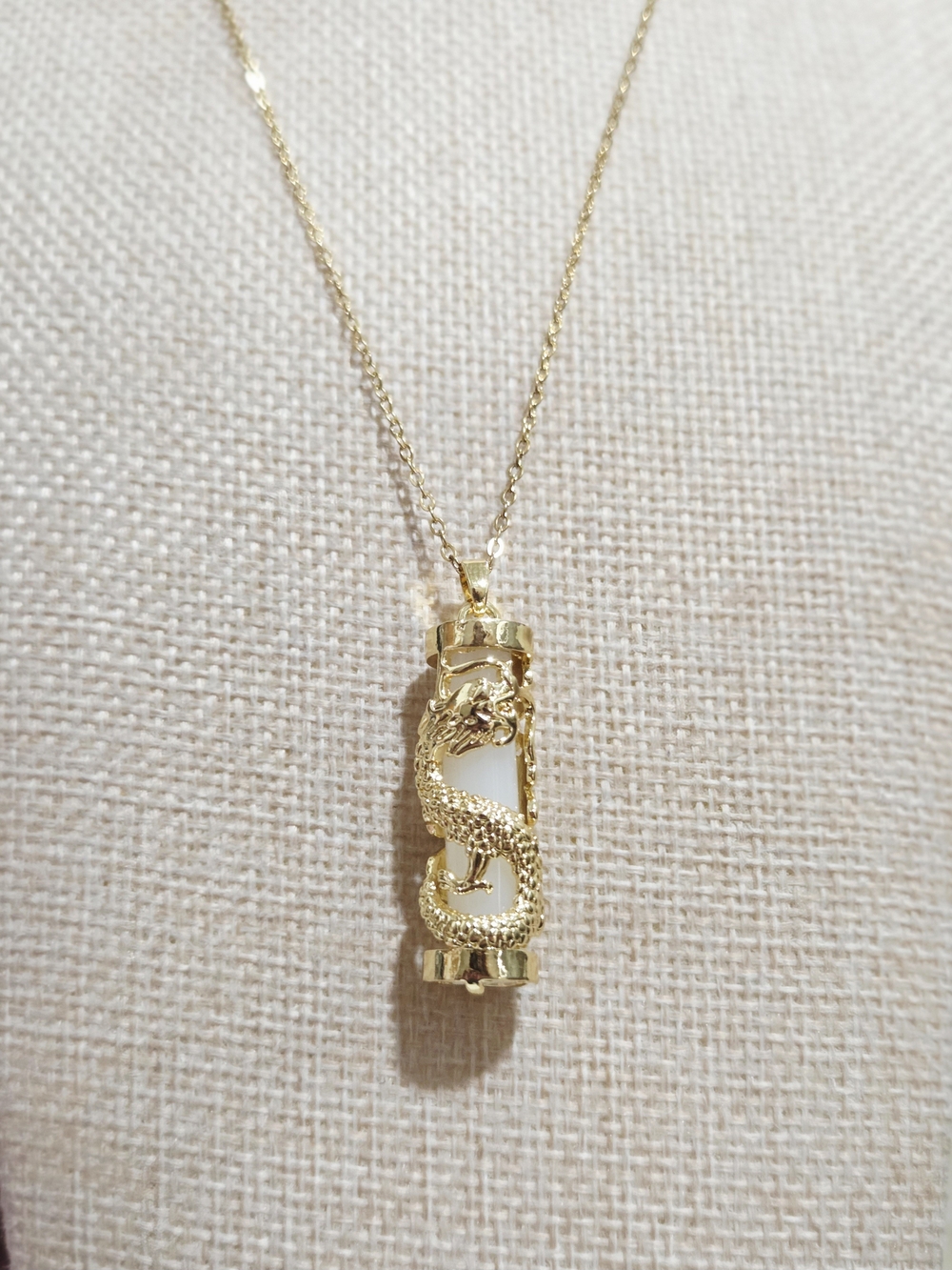Gold Dragon Scroll Pendant Necklace - Women Jewelry